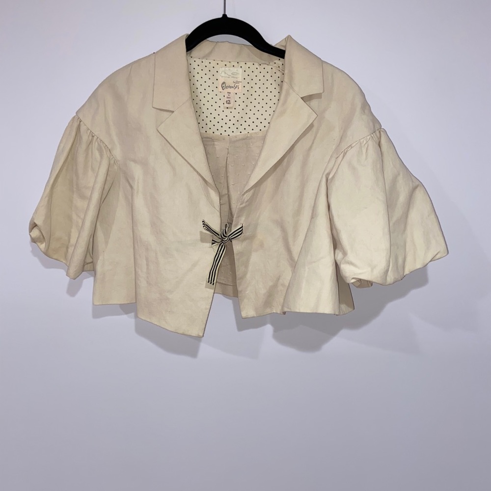 Anthropologie Elevenses Cropped Linen Jacket